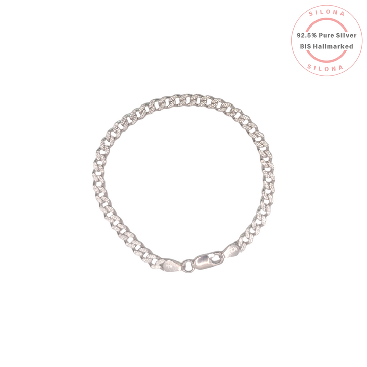 Silona Classic Diamond-Cut Curb Link Bracelet in 92.5 Sterling Silver on a white background.