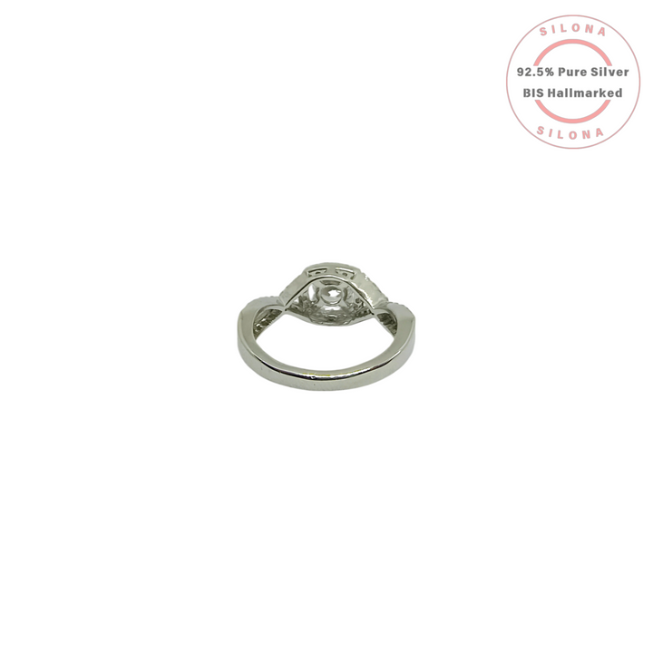 Back view of a Twist Shank Solitaire Ring in 92.5 sterling silver, showcasing the twisted pavé band and central solitaire setting.