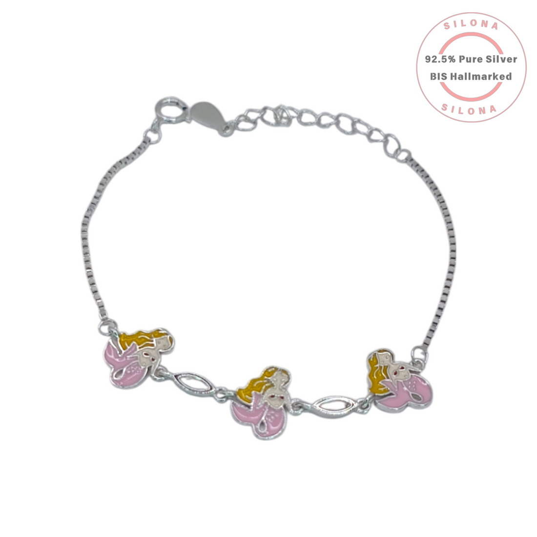 925 Silver Mermaid Charm Bracelet for Kids | BIS Hallmarked | Silona