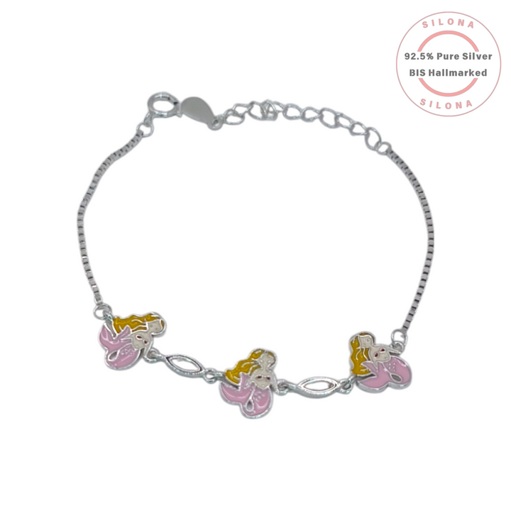 925 Silver Mermaid Charm Bracelet for Kids | BIS Hallmarked | Silona