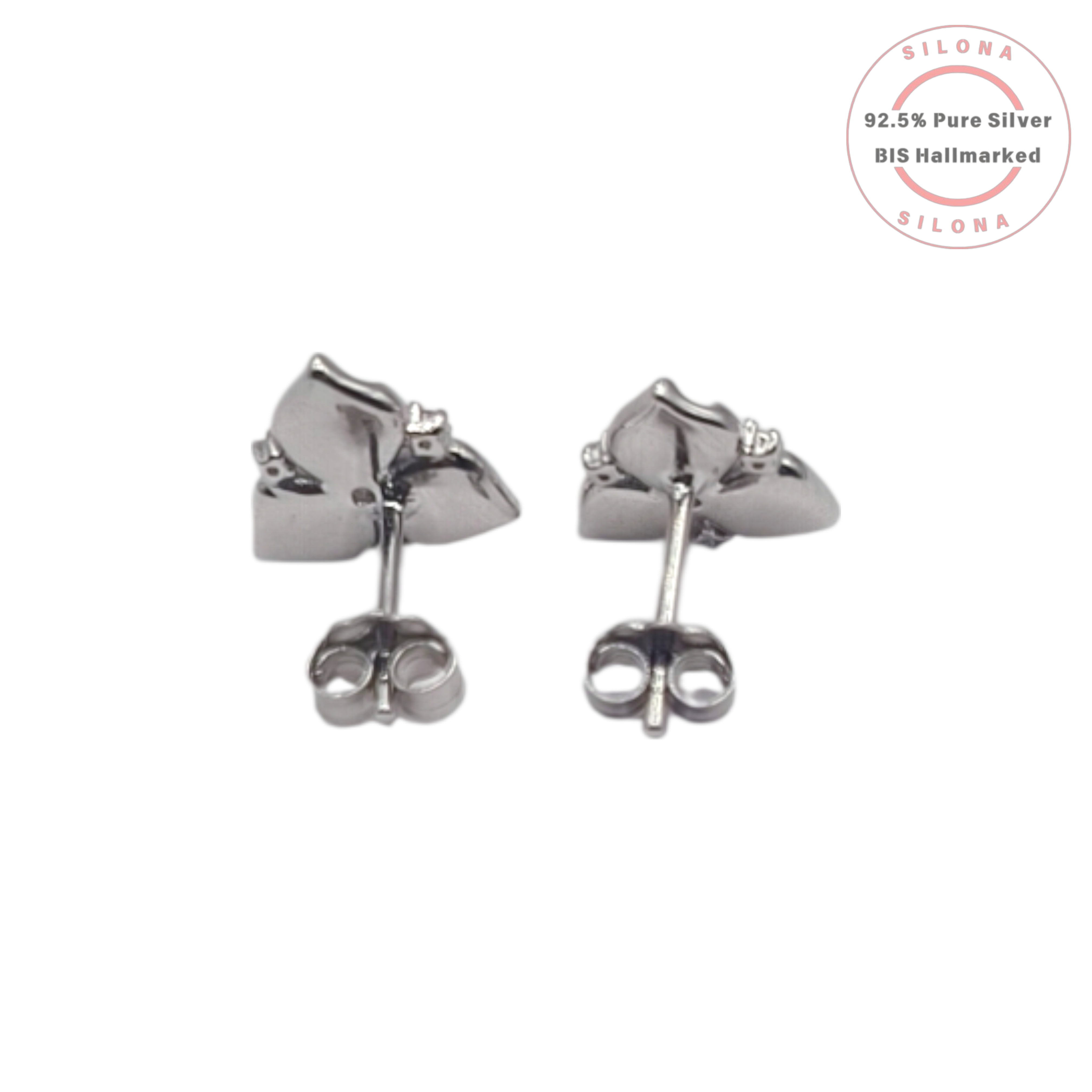 A pair of Blushing Orchid Stud Earrings in 92.5 silver, featuring delicate pink and white enamel petals and sparkling cubic zirconia stones, on a white background.