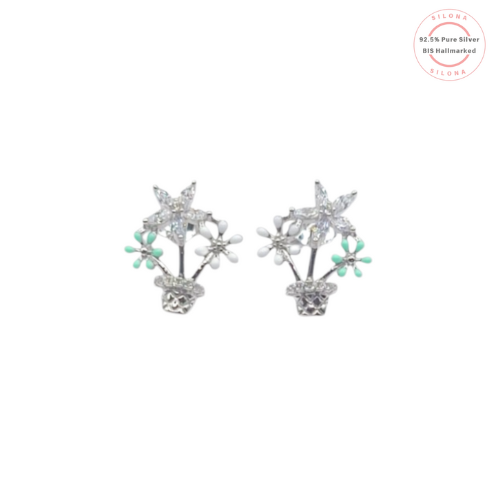 Blooming Floral Pot Stud Earrings
