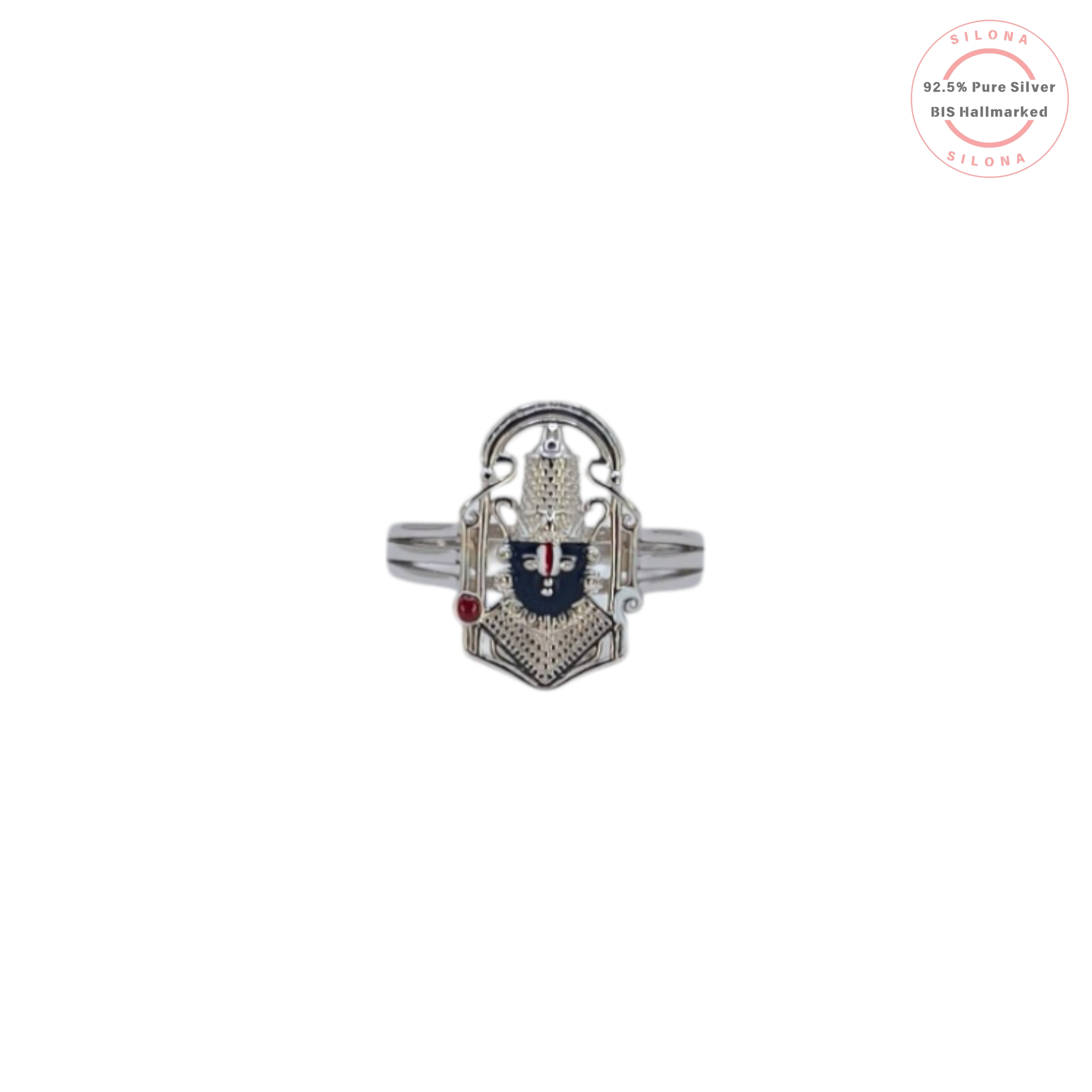 92.5% Pure Silver Tirupati Balaji Ring – BIS Hallmarked