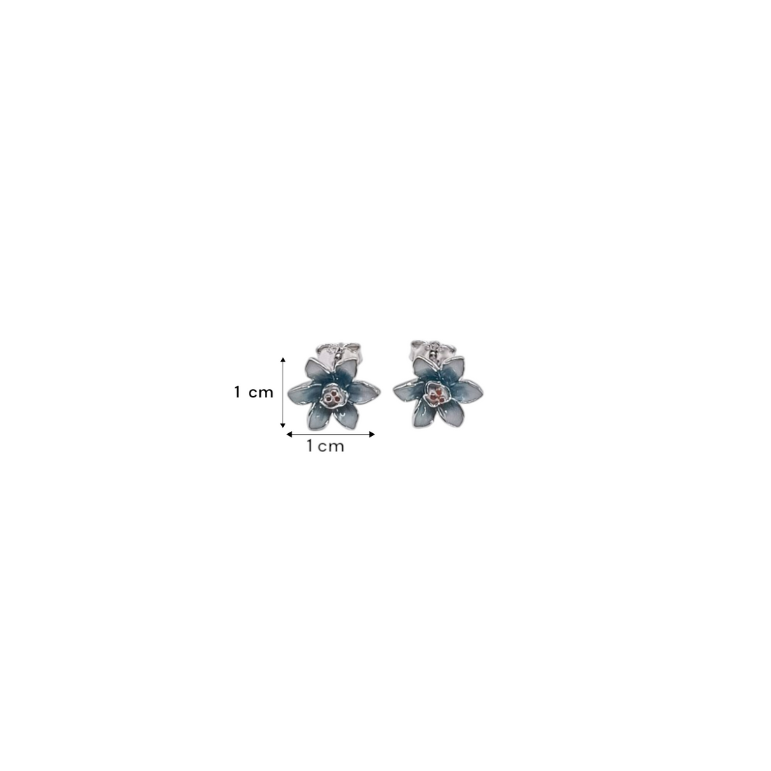 Blue Floral Buds 92.5% Pure Silver Stud Earrings