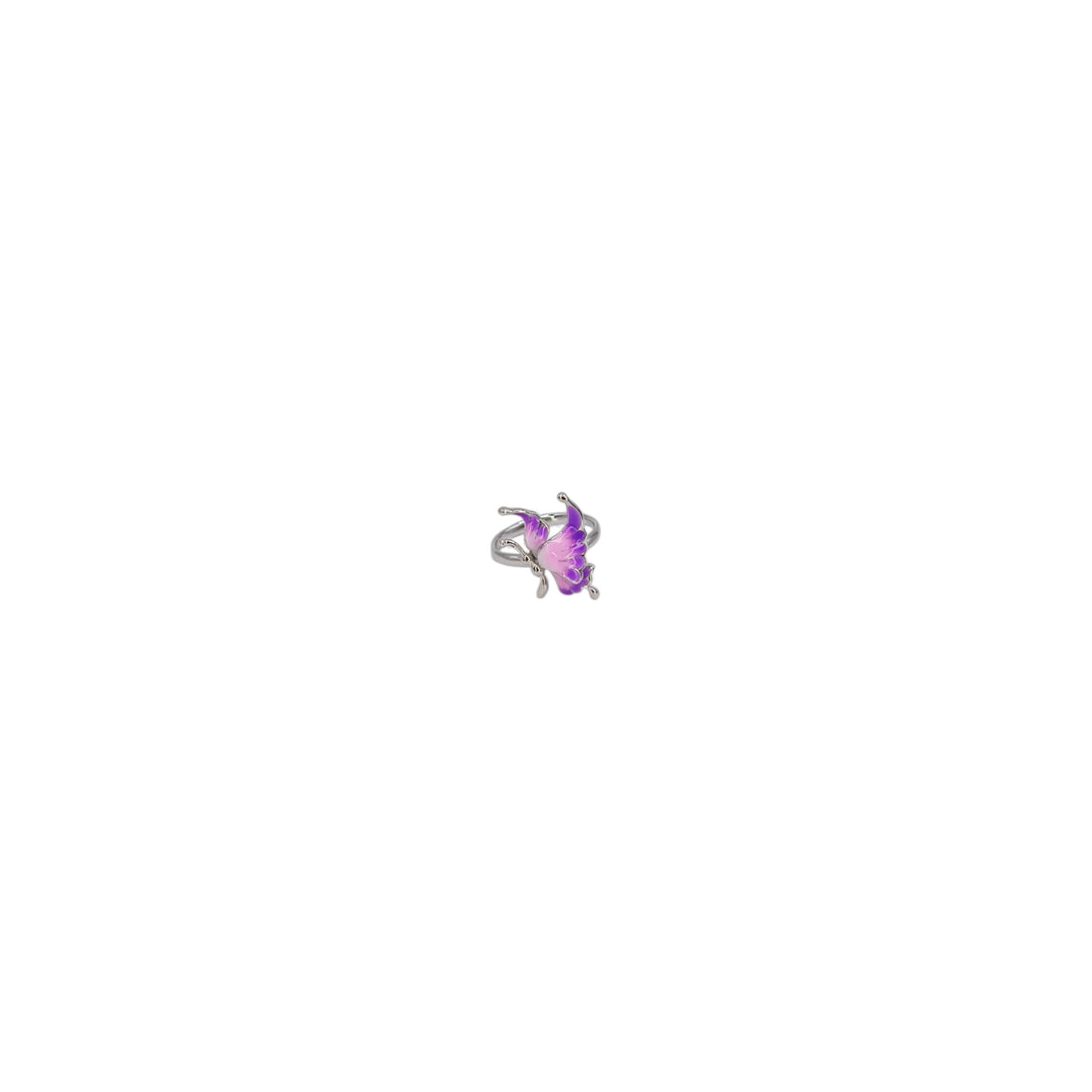 Elegant Purple Butterfly Sterling Silver Ring