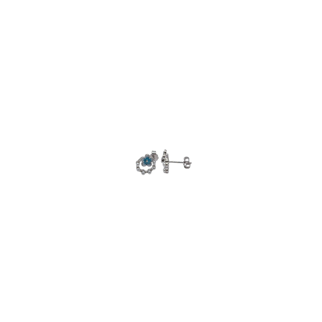 Blue Floral Minimalist Stud Earrings