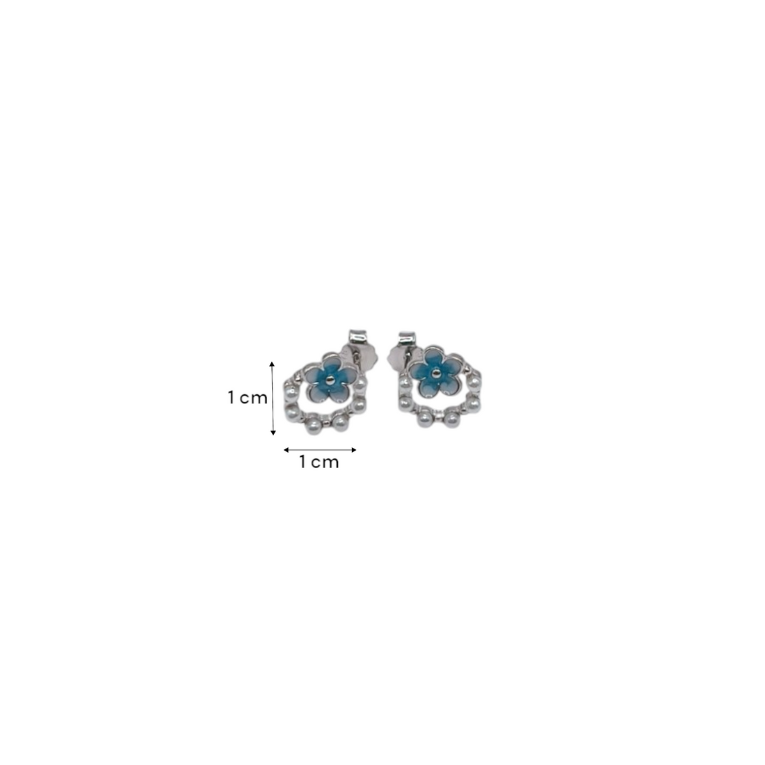 Blue Floral Minimalist Stud Earrings