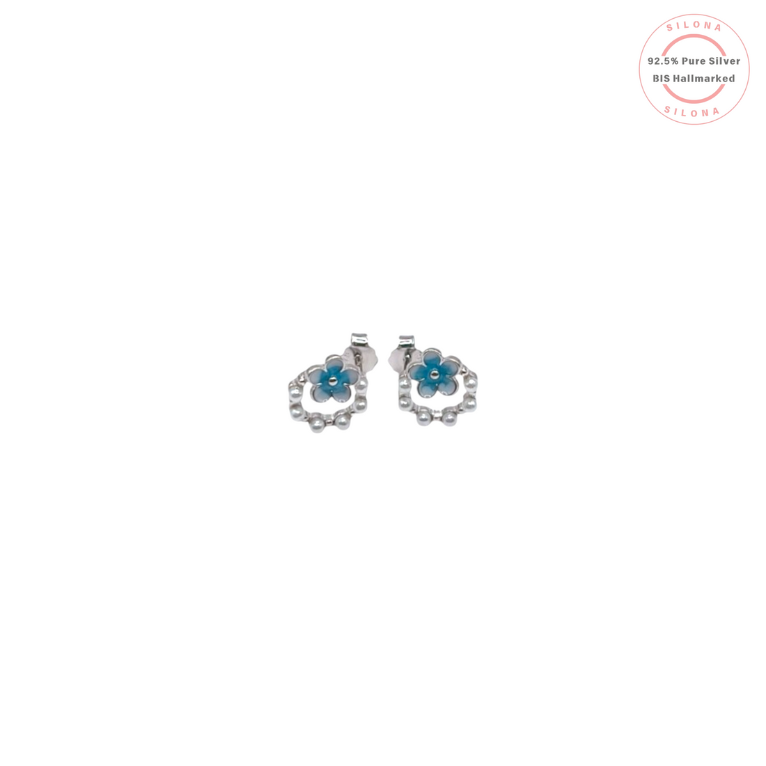 Blue Floral Minimalist Stud Earrings