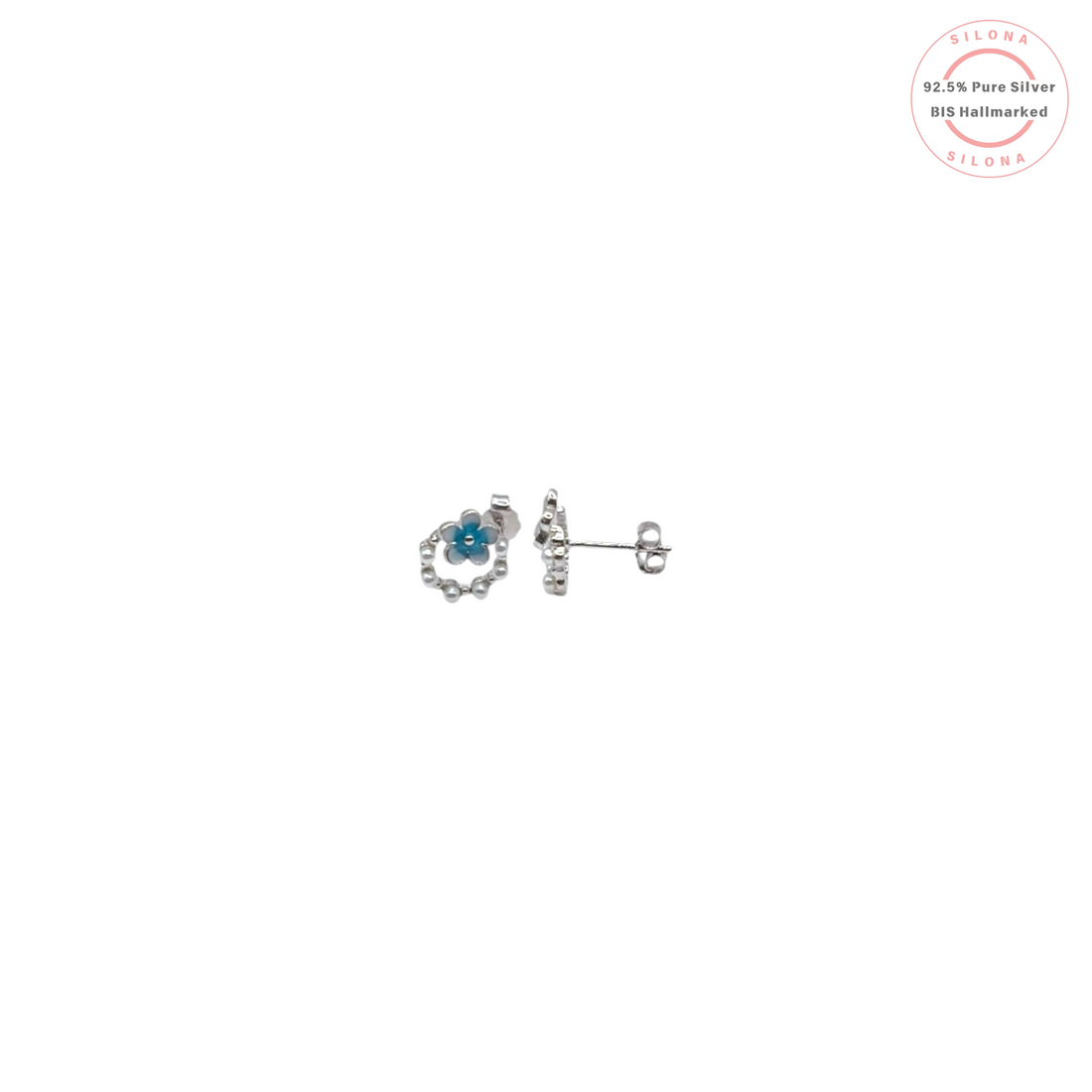 Blue Floral Minimalist Stud Earrings