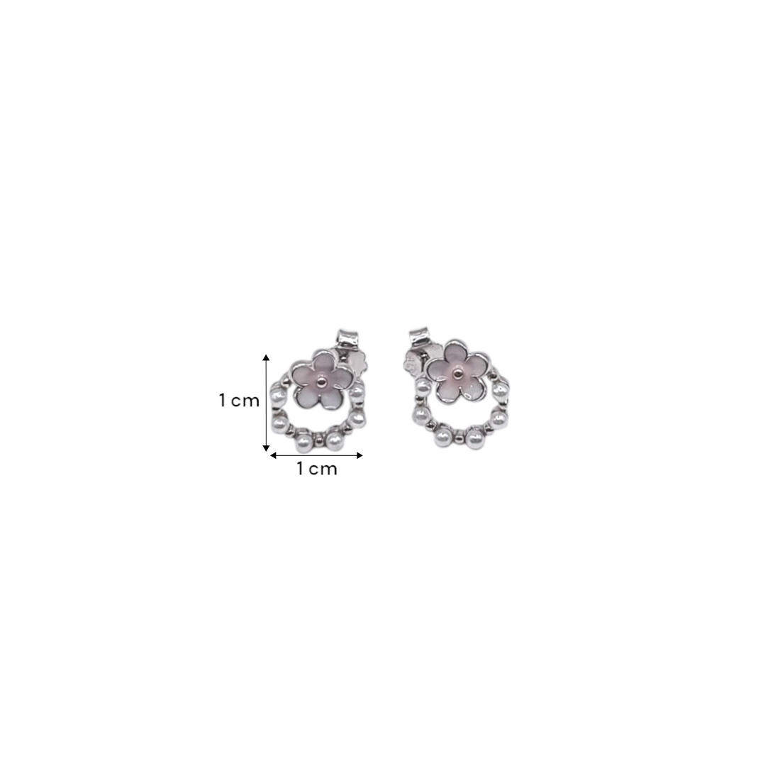 Pearl with Pink Floral Minimalist Studs