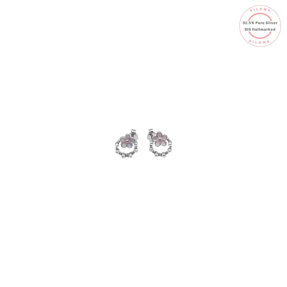 Pearl with Pink Floral Minimalist Studs
